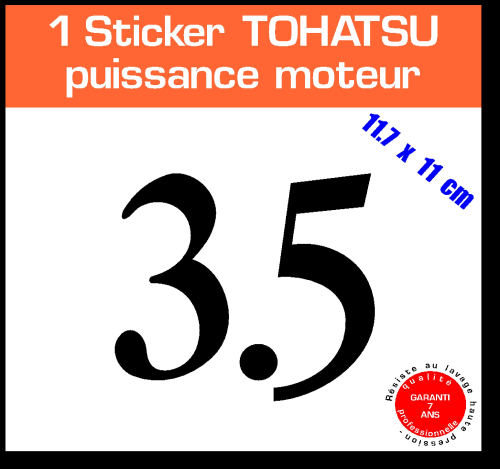 1 sticker TOHATSU puissance 3.5 cv série 3 capot moteur hors bord bateau barque