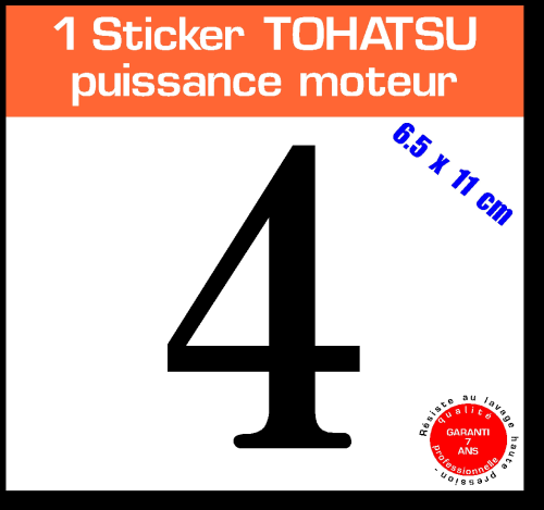 1 sticker TOHATSU puissance 4 cv série 3 capot moteur hors bord bateau barque
