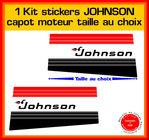 1 kit sticker JOHNSON capot moteur ref 2 série 5 hors bord bateau barque pêche