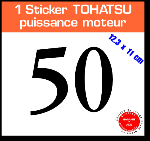 1 sticker TOHATSU puissance 50 cv série 3 capot moteur hors bord bateau barque
