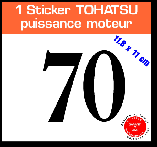 1 sticker TOHATSU puissance 70 cv série 3 capot moteur hors bord bateau barque