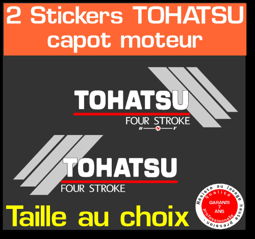 2 stickers TOHATSU ref 3 serie 1capot moteur hors bord bateau pêche jet voilier