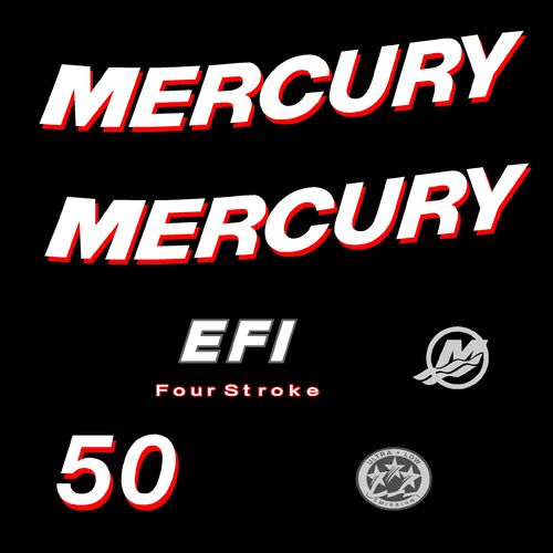 1 kit stickers MERCURY 50cv serie 1 ref 2 capot moteur hors bord