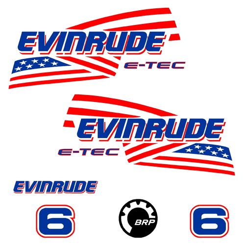 1 kit stickers EVINRUDE E-TEC 6 cv serie 2 ref 2