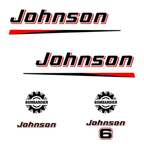 kit stickers JOHNSON  6 cv bis serie 2 capot moteur hors bord