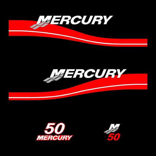 kit stickers MERCURY 2 temps 50 cv serie 2 autocollant capot moteur